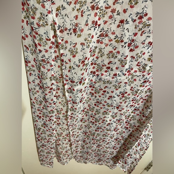 DR2 by Daniel Rain sheer floral duster dress drawstring waist button close large - Picture 5 of 7